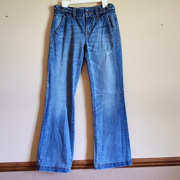 Miss Me - Mid Rise Wide Leg Braided Waist Denim Rodeo Jeans Sz: 25 - Picture 3 of 9